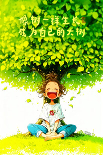 树下孩童畅享惬意时光