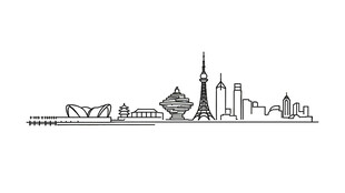 青岛城市剪影图