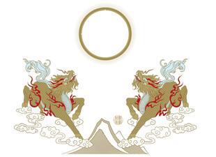 中式双龙戏珠传统图案