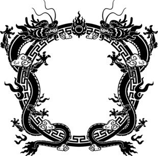 双龙环绕中式古典边框