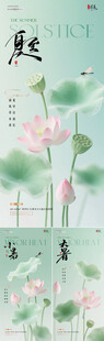 夏至小暑大暑荷花海报