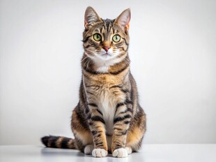 坐姿优雅的斑纹猫咪