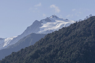巍峨雪山与葱郁山林