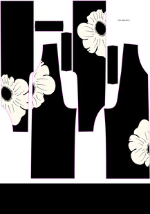 黑白花朵酒瓶插画图案