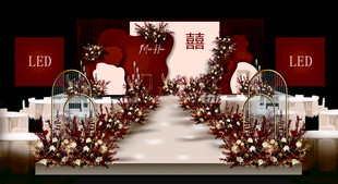 红色系浪漫婚礼现场布置