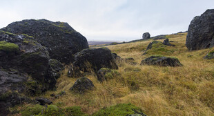 山野间的嶙峋怪石与草地