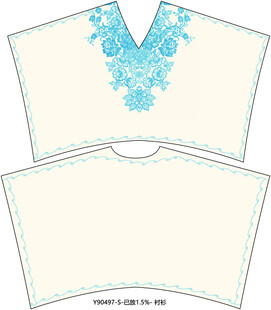 蓝花纹上衣服装设计图