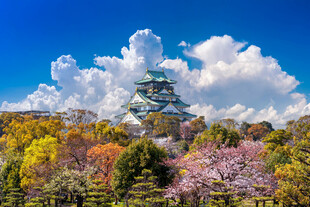 大阪城公园樱花与城堡美景