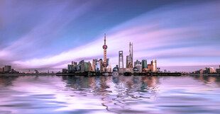 梦幻城市天际线倒影景观