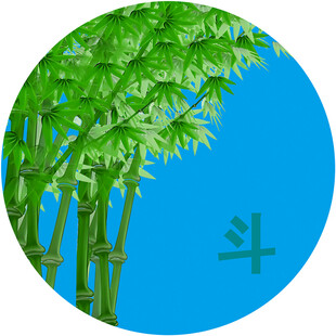 圆形画面中的翠绿竹子