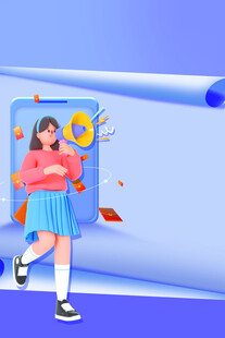 女孩从画卷中欢快跃出