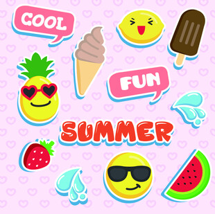 夏日趣味卡通元素集合