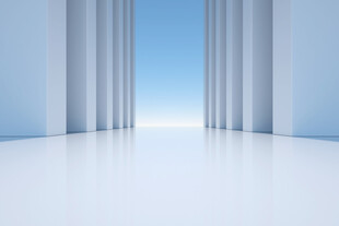 空旷蓝白空间建筑场景