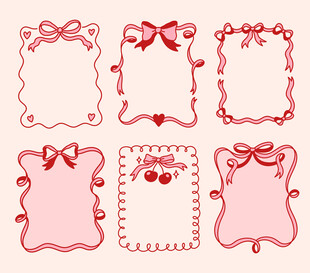 粉色蝴蝶结装饰边框集合