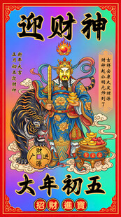 大年初五迎财神插画