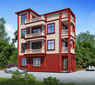 多层红色独栋住宅效果图