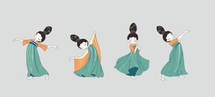 唐韵仕女舞蹈动态插画