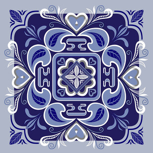 蓝白几何花纹精美图案