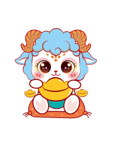 可爱小羊持福袋围金币
