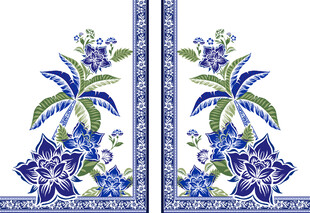 蓝花图案装饰画