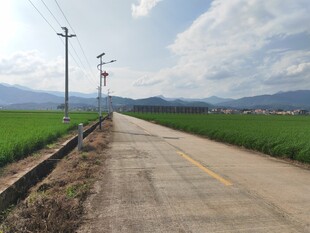 乡村田野中的宽阔水泥路