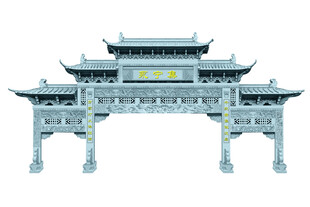 中式古典牌坊建筑模型
