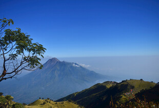 山巅美景远观巍峨山峰