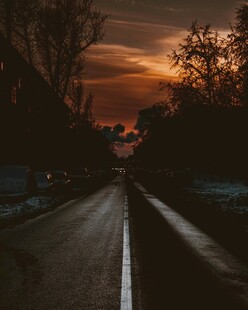 黄昏下的静谧公路