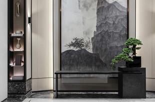 中式客厅山水装饰画景观