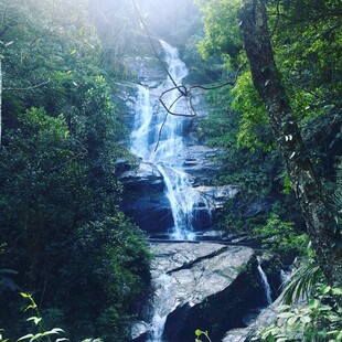山林间的壮美瀑布景观