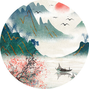 水墨山水间的扁舟诗意