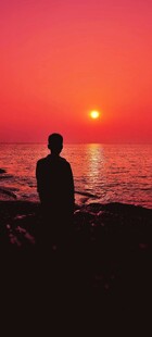 海边落日剪影