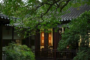 中式庭院夜景静谧雅致