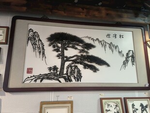 中式水墨松树挂画