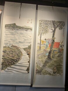 两幅精美手绘风景画作