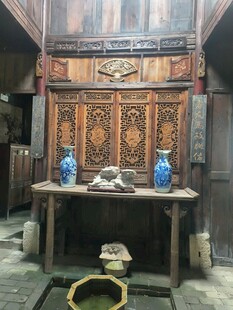 西河古镇古雅中式厅堂内景陈设