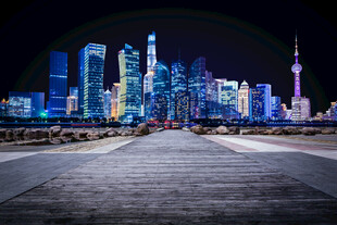上海璀璨夜景城市风光