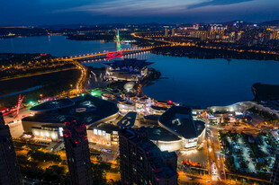 城市璀璨夜景与桥梁风光