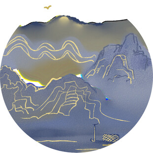 圆形山水风景静美如画