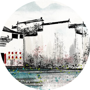 水墨江南古建筑风景图