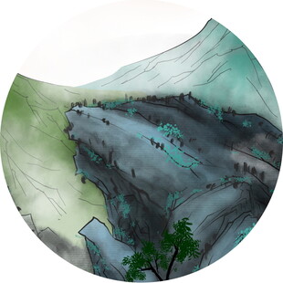 水墨山水间的蜿蜒道路