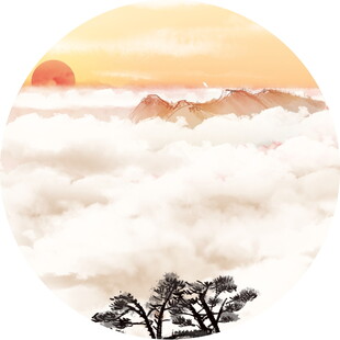 云海日出下的孤松美景
