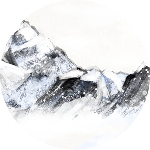 水墨风格的巍峨雪山