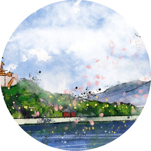 湖畔春日美景图