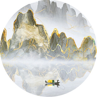 水墨山水间的孤舟意境