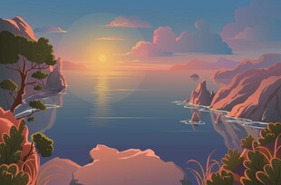 梦幻山海间的绝美日出