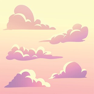 梦幻渐变云朵插画