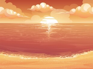 夕阳下的海边美景