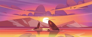 黄昏下的奇幻沙漠景观