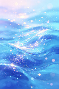 梦幻蓝色波光粼粼的海浪